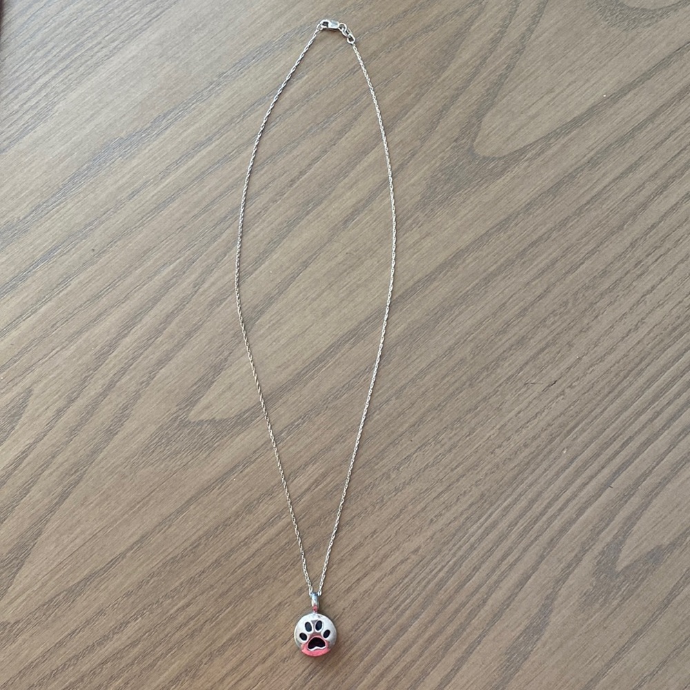 sterling silver paw pendant and chain
